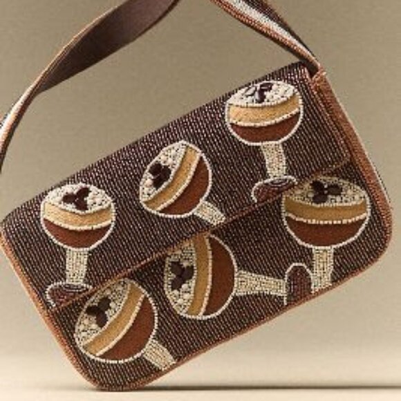 ANTHROPOLOGIE- The Fiona Beaded Bag: Espresso Martini Edition - Picture 1 of 2